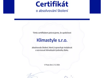 Certifikat HVAC_Klimastyle